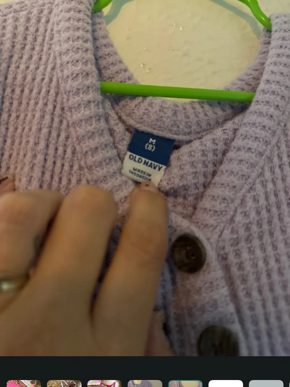 Old Navy Lilac V-Neck Waffle-Knit Henley Sweater